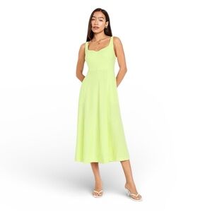 Old Navy Linen Blend Midi Dress – Lime Green – Medium Petite (MP)